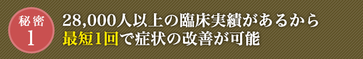 28,000人以上の臨床実績があるから最短1回で症状の改善が可能